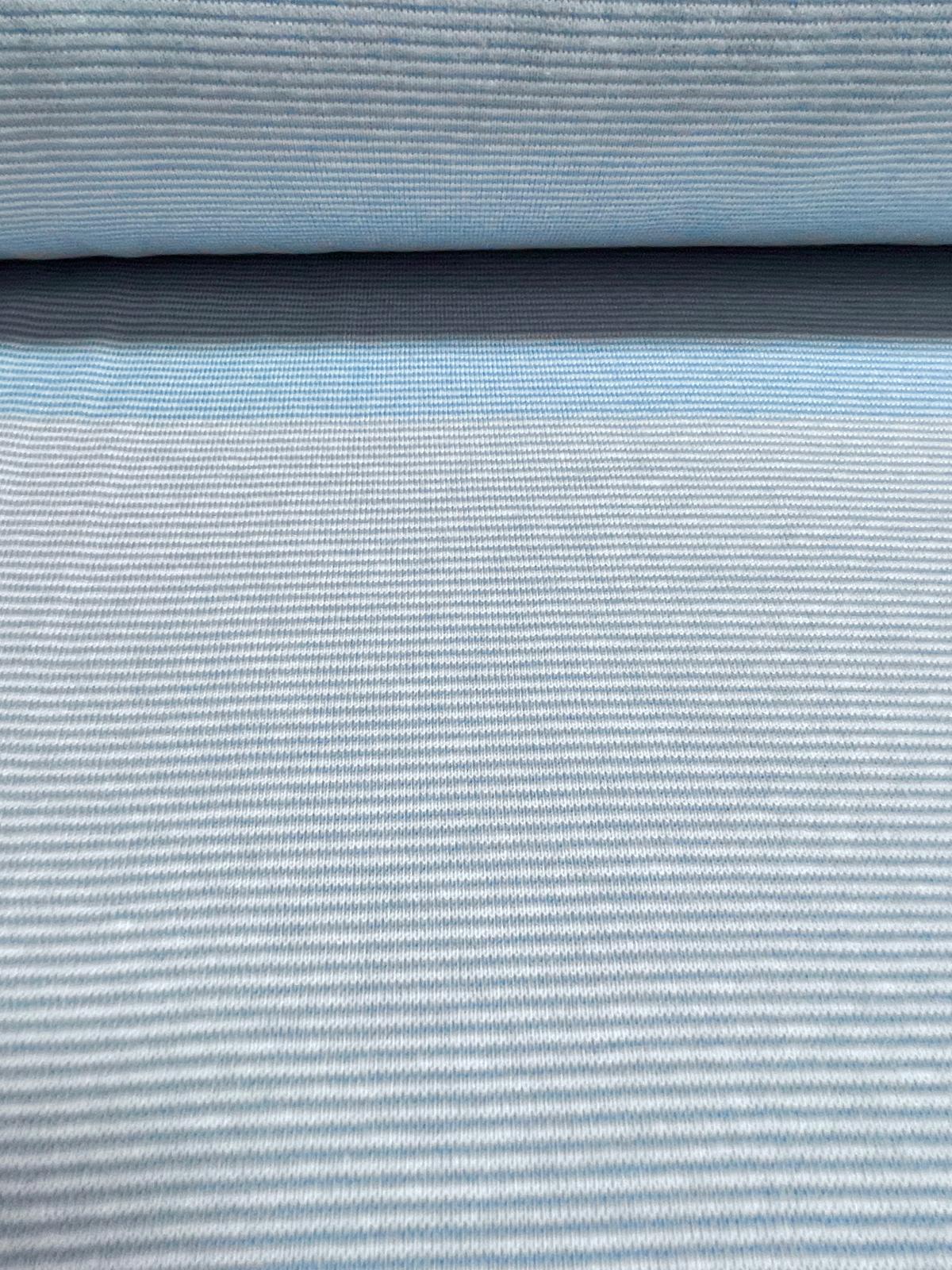 Bündchen schmal gestreift hellblau/creme