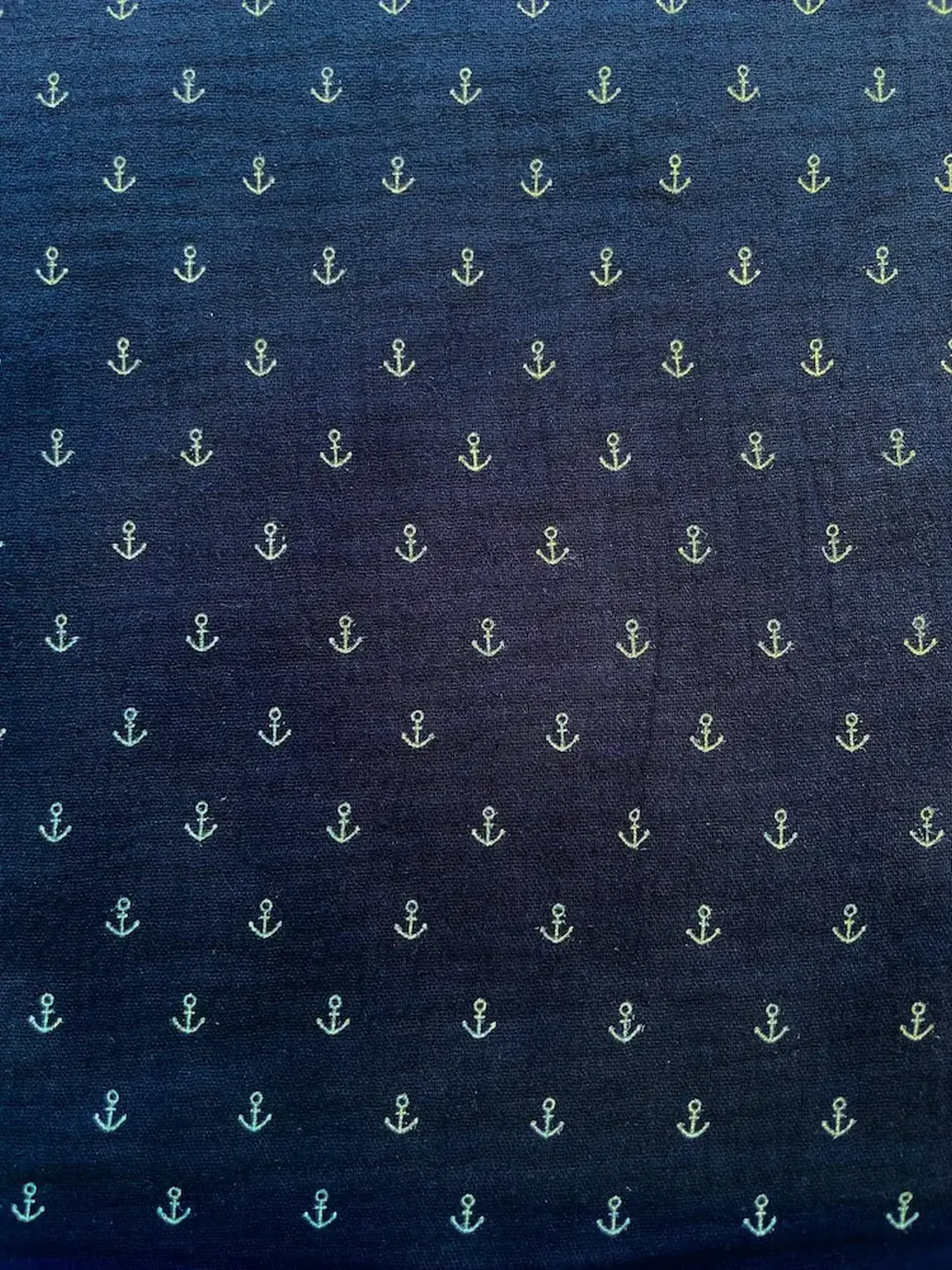 Musselin „Deep Ocean Anker“ – Maritimer Double Gauze dunkelblau