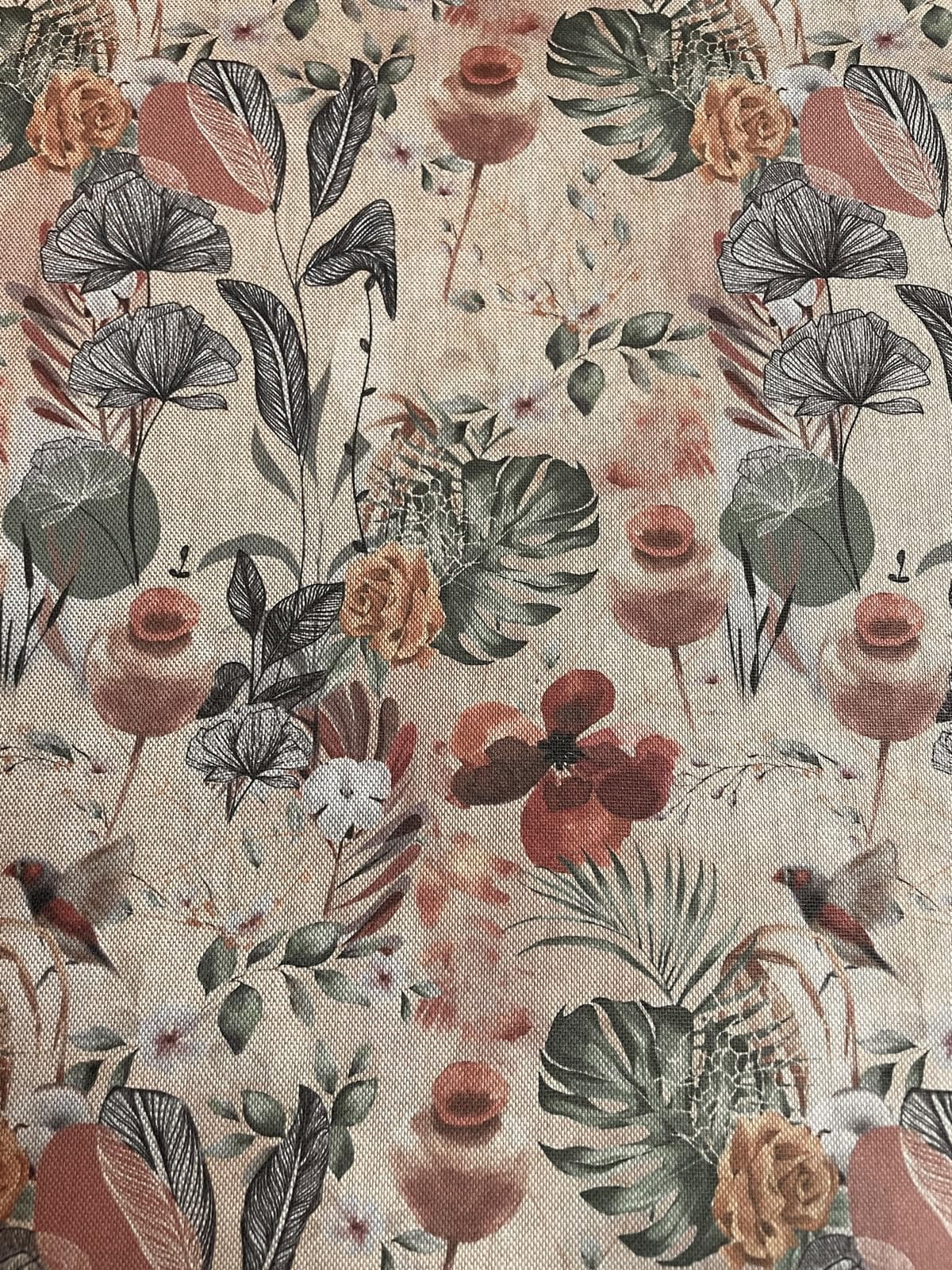 Deko Stoff beige mit Blumenmuster Deko Stoff beige mit Blumenmuster
