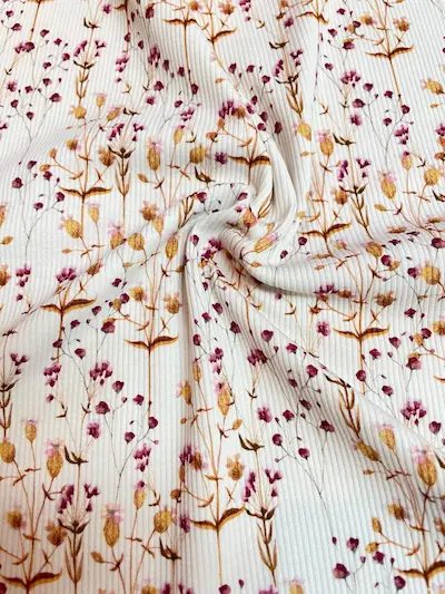 Rippstrick Jersey Stoff -Mohnblume cremfarben Rippstrick Jersey Stoff -Mohnblume cremfarben