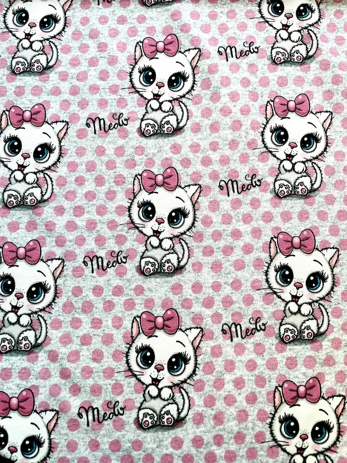 Baumwoll-Jersey "Miss Meow" mit Katzen grau /pink Baumwoll-Jersey "Miss Meow" mit Katzen grau /pink
