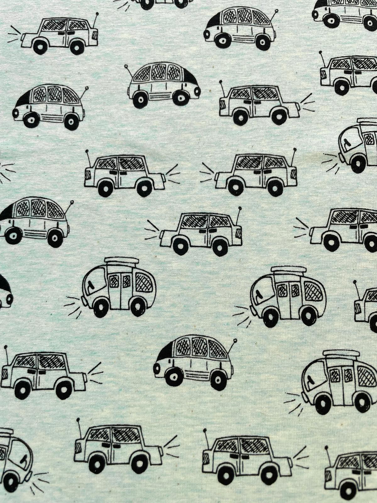 Baumwoll-Jersey mit Autos mint melange
