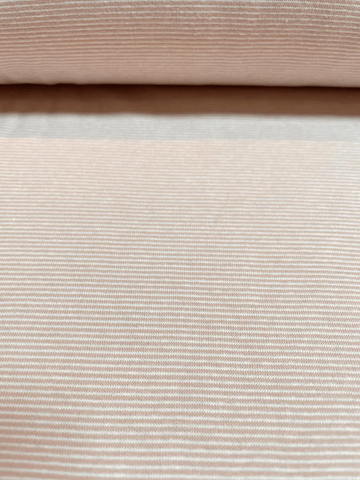Bündchen schmal gestreift hellrosa/creme