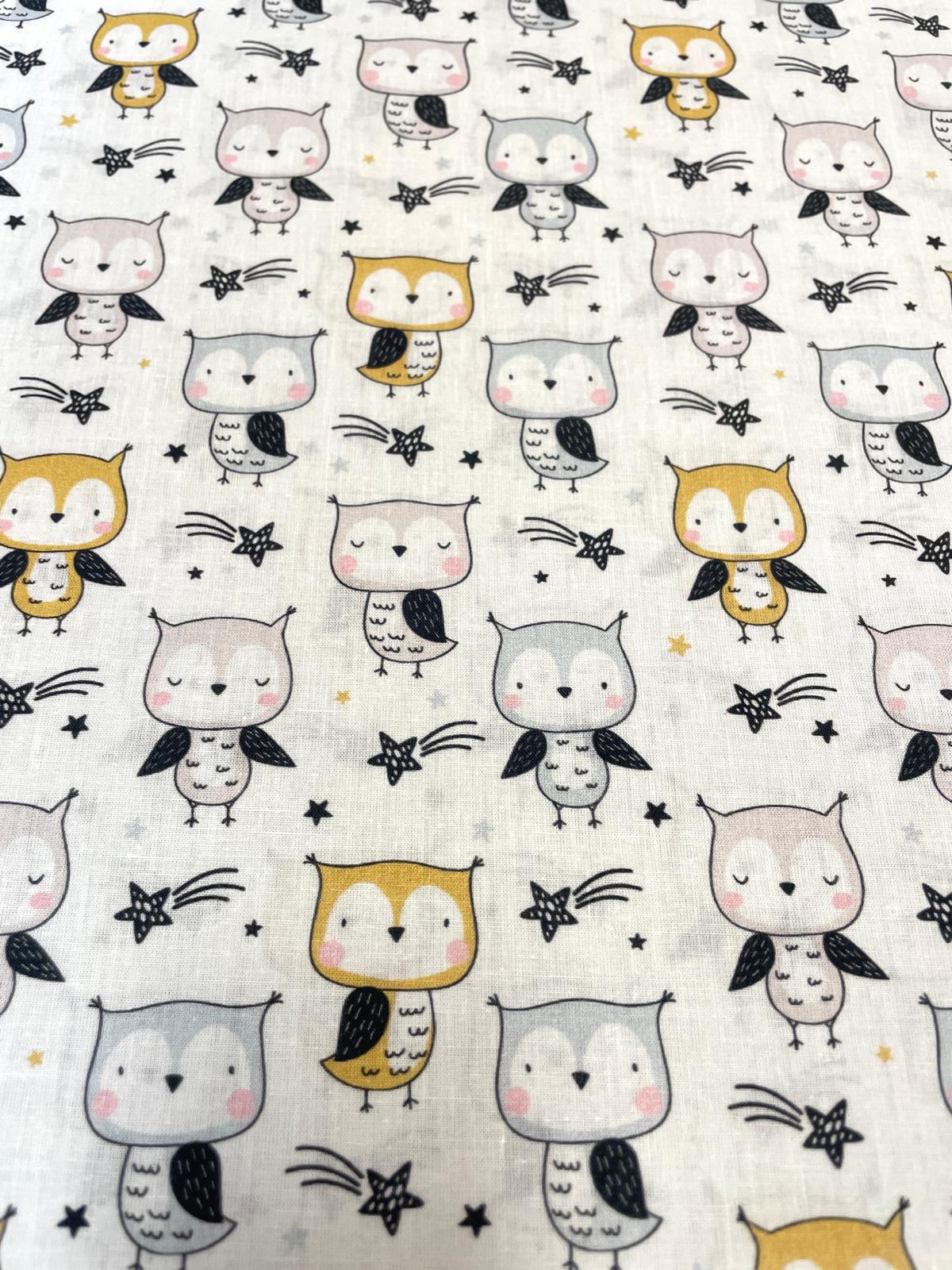 Baumwolle mit Eulen creme