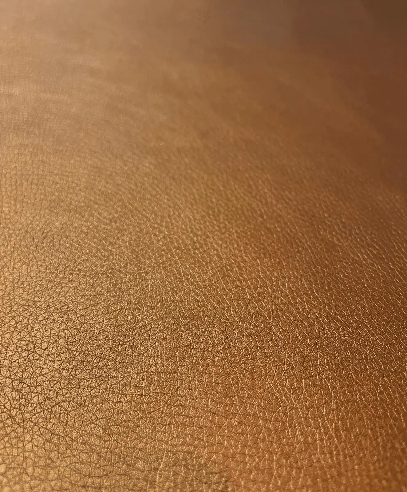 Hochwertiges Kunstleder in Gold mit feiner Ledernarbung und dezentem Metallic-Schimmer, Nahaufnahme der Textur.