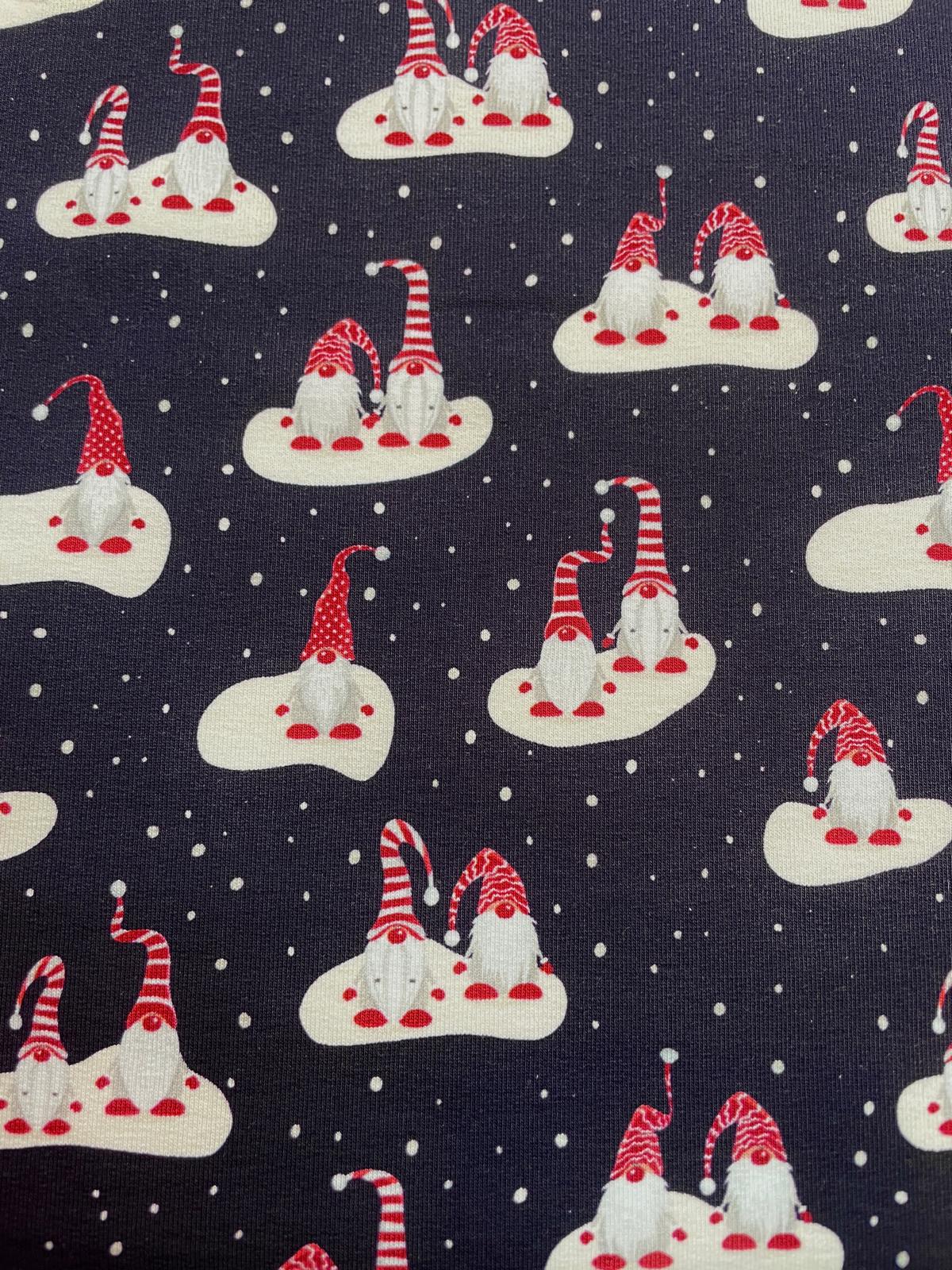 French Terry Weihnachten dunkelblauer Sweat mit Wichteln