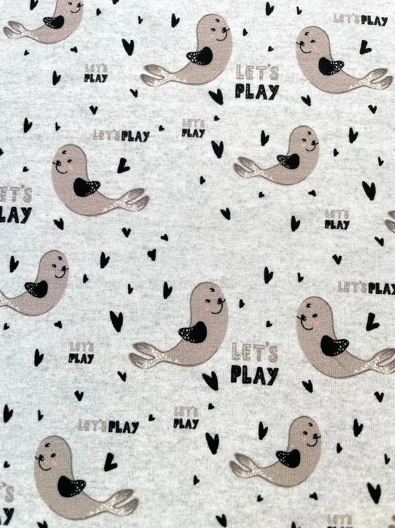 Baumwoll-Jersey "Lets Play" mit Robben grau 