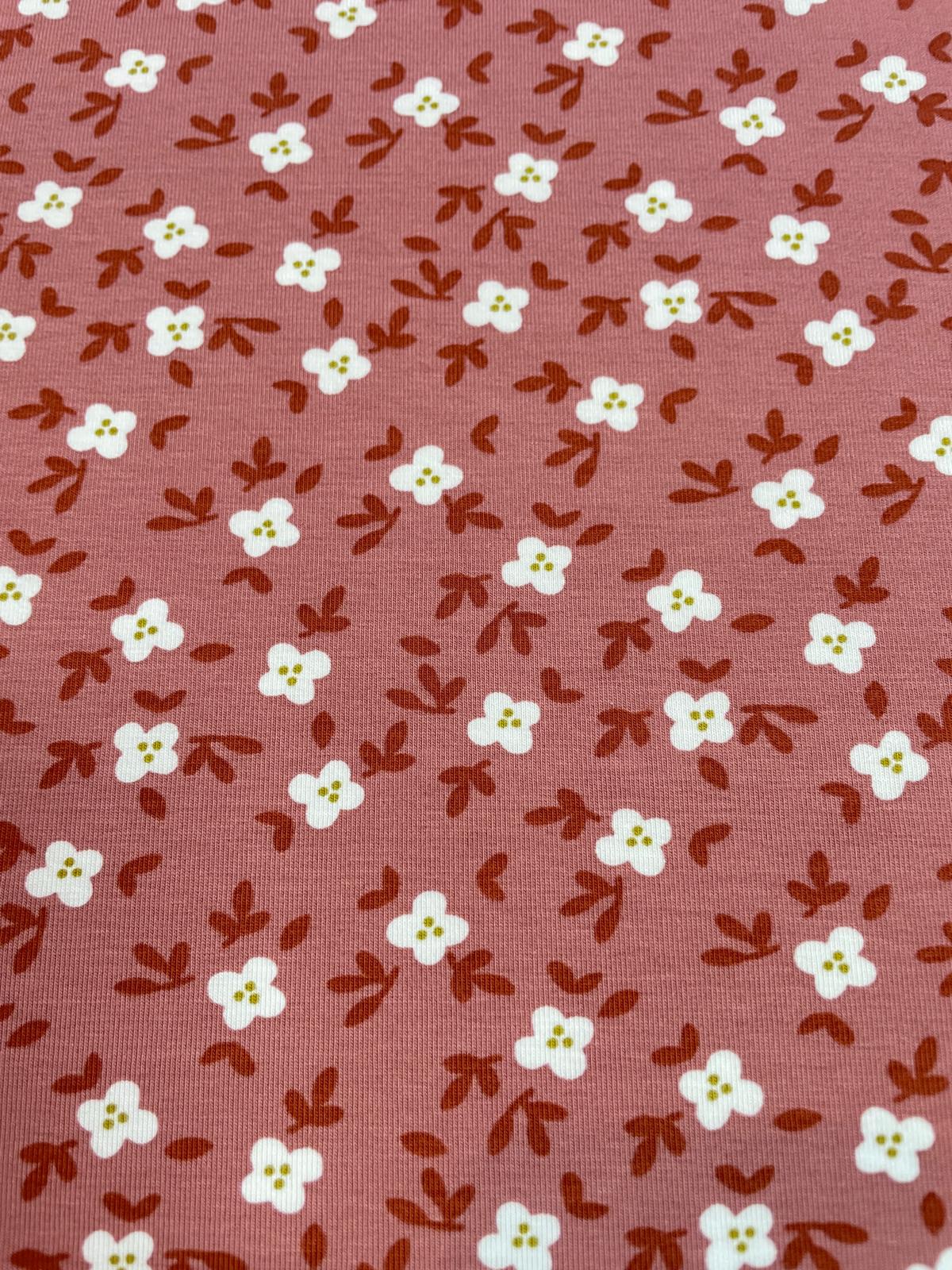 Bio Jersey "Sweet Blossom" altrosa mit Blümchenmuster