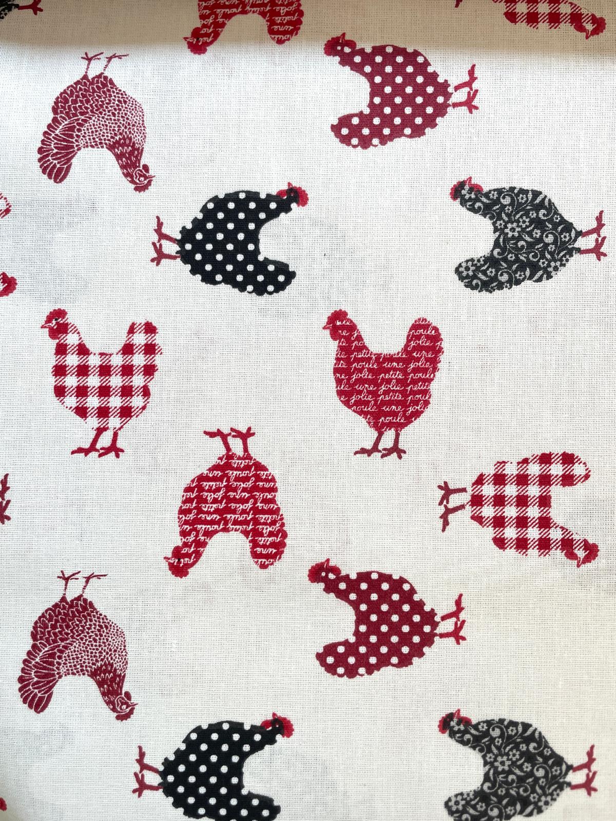 Baumwoll-Webware „Landliebe“ – Fröhliches Hühner-Dessin creme