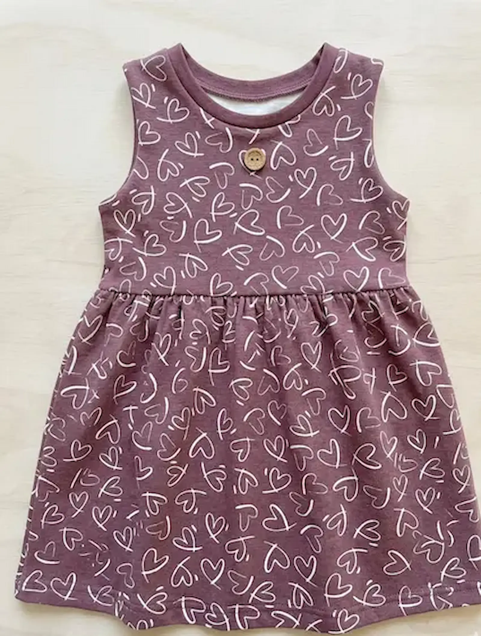 Jersey Stoff Mauve - Herzchen Design