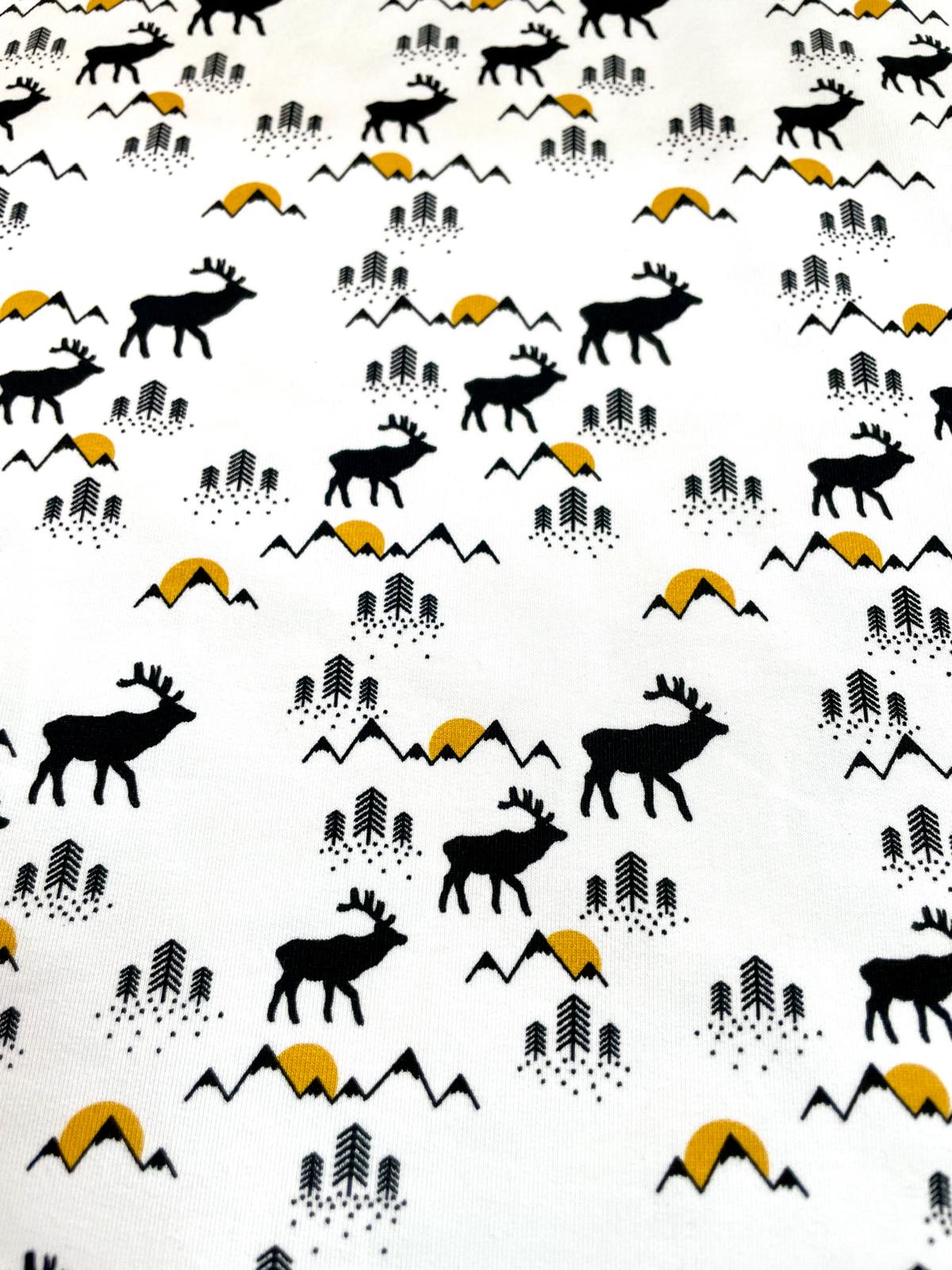 French Terry Winter weiss mit Rentieren