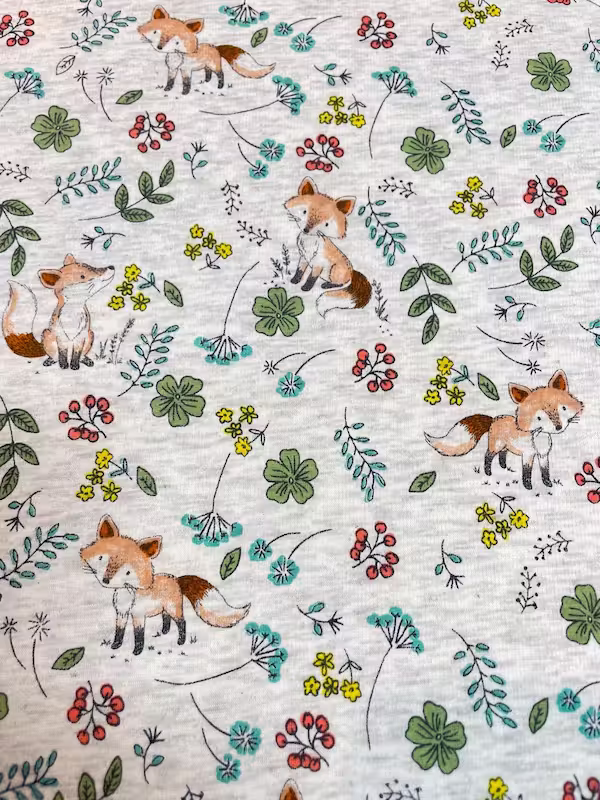 Alpenfleece fox Vintage grau meliert mit Füchsen Alpenfleece fox Vintage grau meliert mit Füchsen