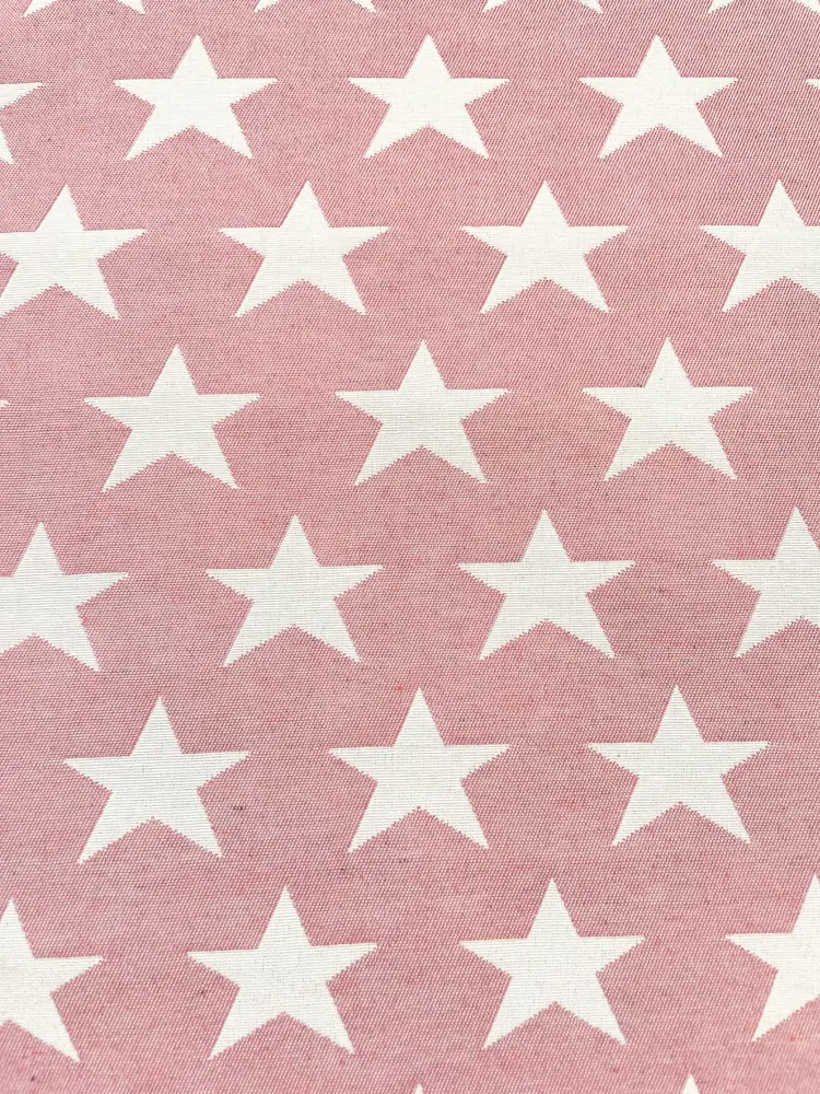 Gobelin Deko Stoff mit Sternen Rosa/Creme beidseitig 