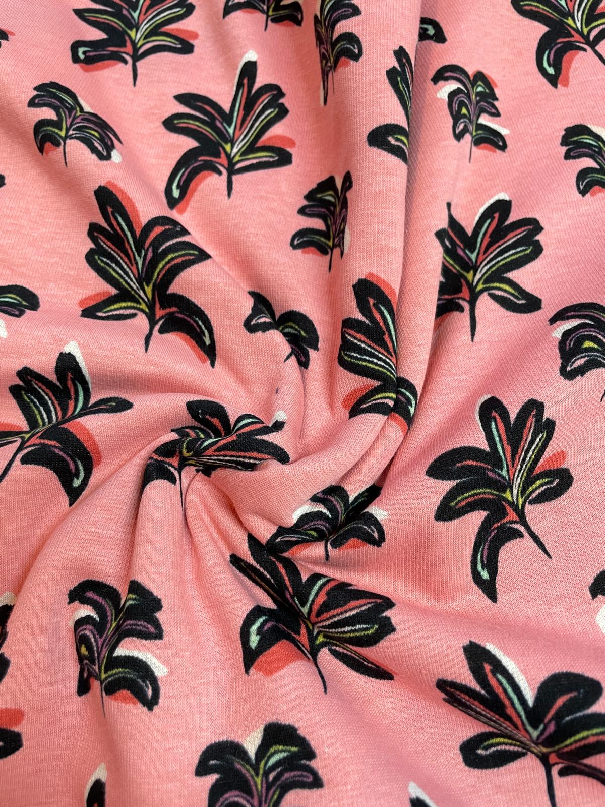 Apricot/ rosa Alpenfleece mit Blättern