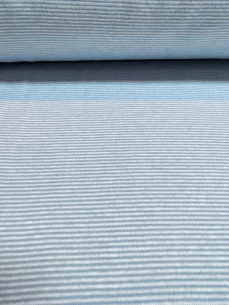 Bündchen schmal gestreift hellblau/ecru Bündchen schmal gestreift hellblau/ecru
