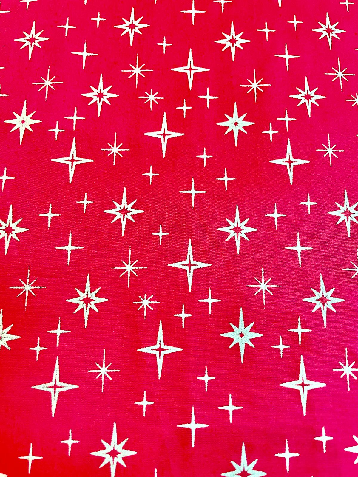 Baumwolle Deko Weihnachten rot mit goldenen Sternen