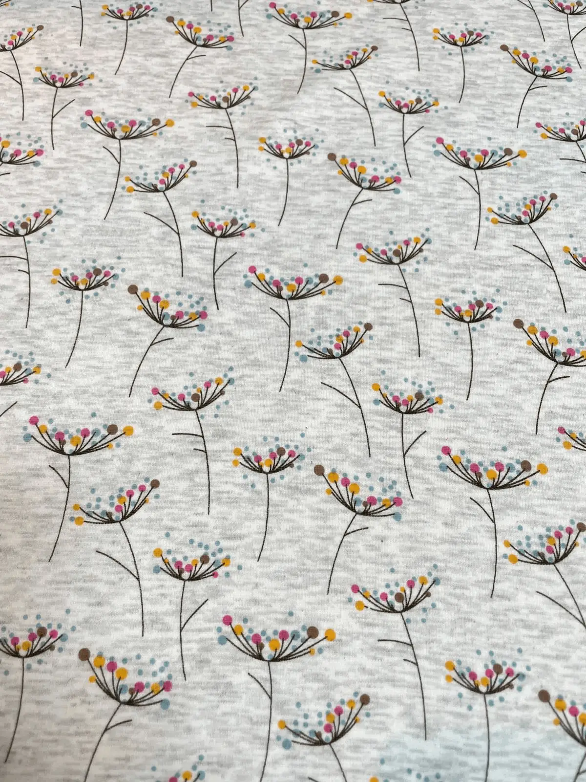 Alpenfleece "Farbenfrohe Pusteblume" grau melange
