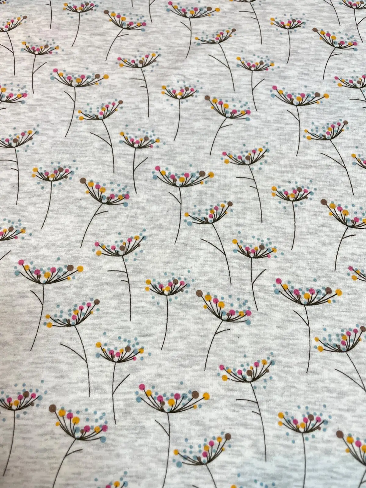 Alpenfleece "Farbenfrohe Pusteblume" grau melange