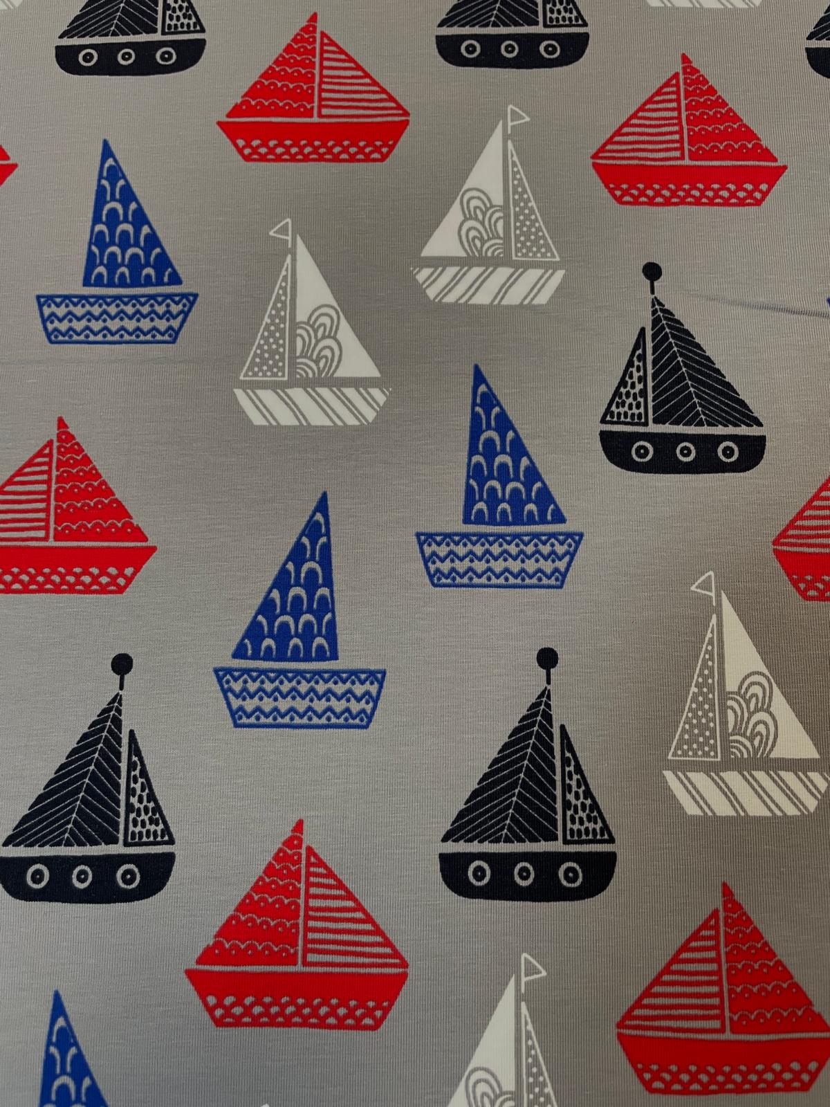 Baumwolljersey "Little Captain" maritim mit Booten