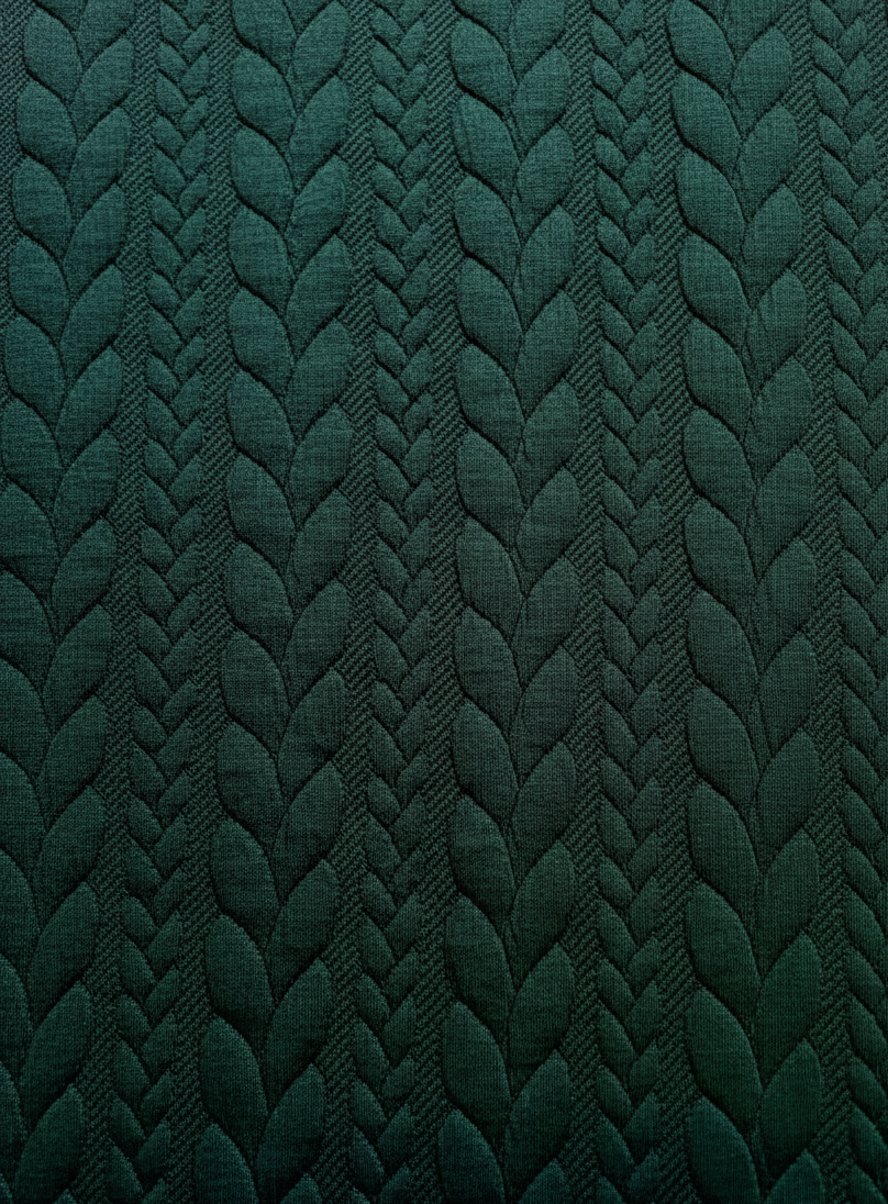 Jacquard Strickstoff Zopfmuster Dunkelgrün Jacquard Strickstoff Zopfmuster Dunkelgrün