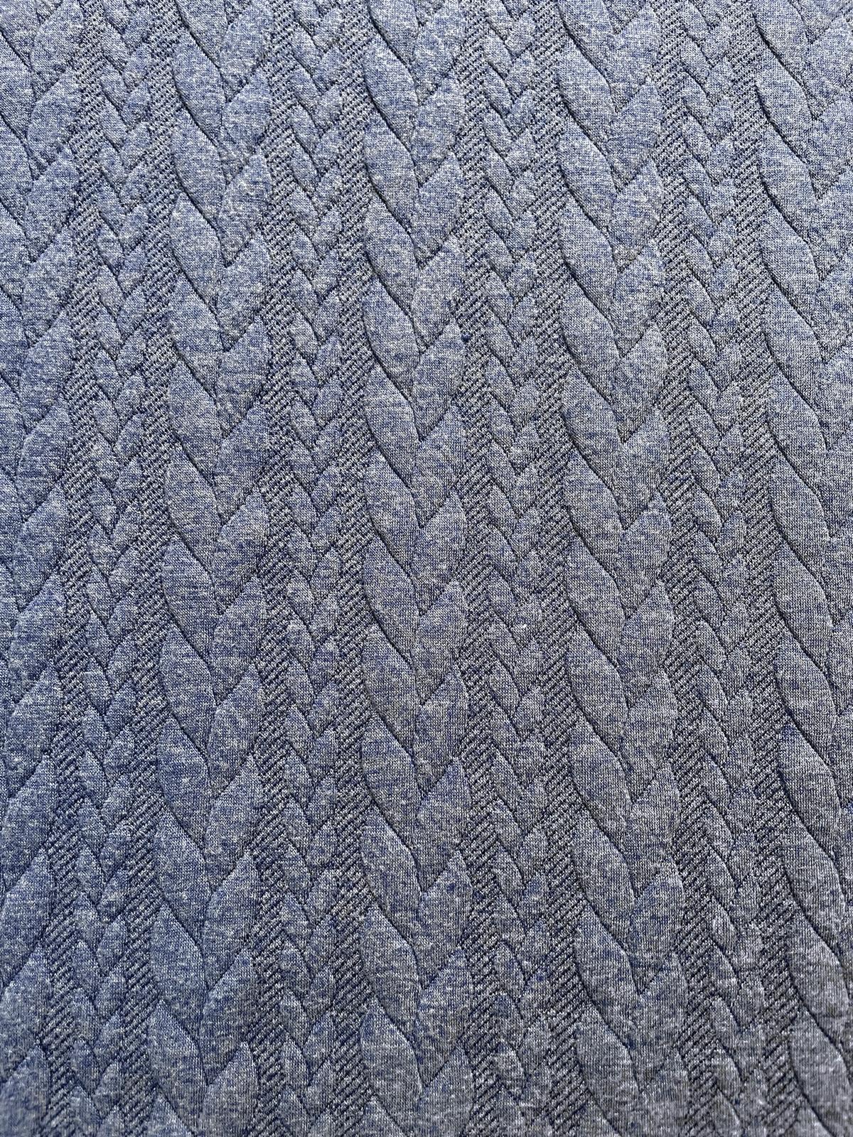 Jacquard Strickstoff Zopfmuster Denim melange ( blaugrau)