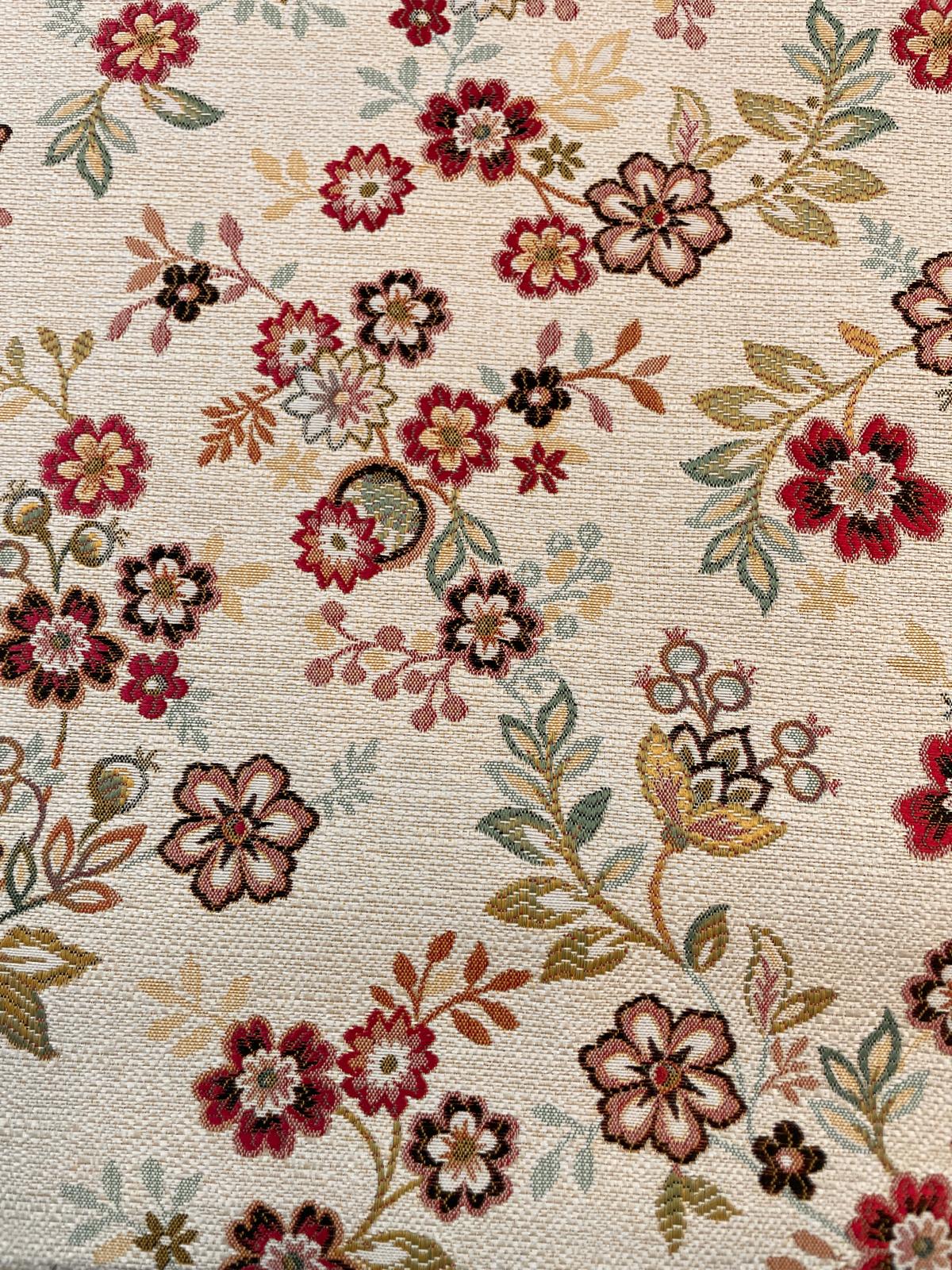 Gobelin Creme/Grün Blumenmuster Beidseitig verwendbar