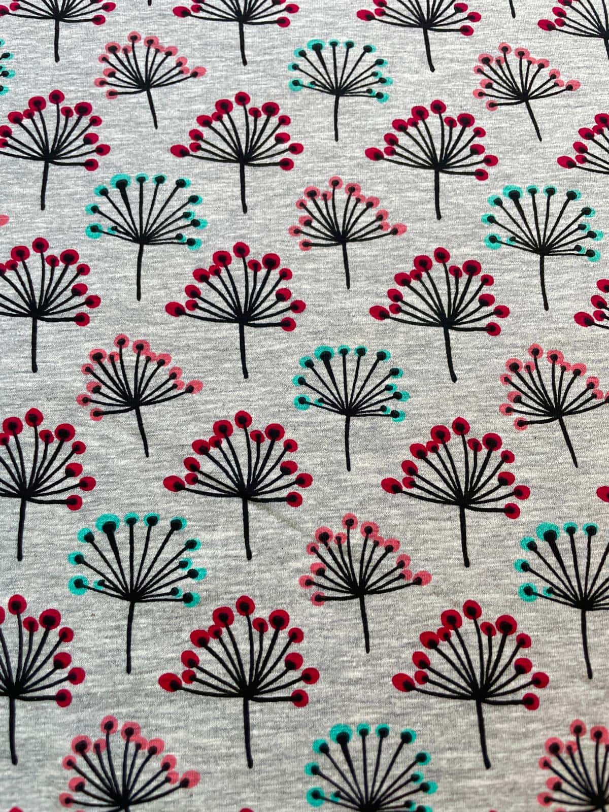 Baumwoll-Jersey "Graphic Flora" mit Blüten grau melange Baumwoll-Jersey "Graphic Flora" mit Blüten grau melange