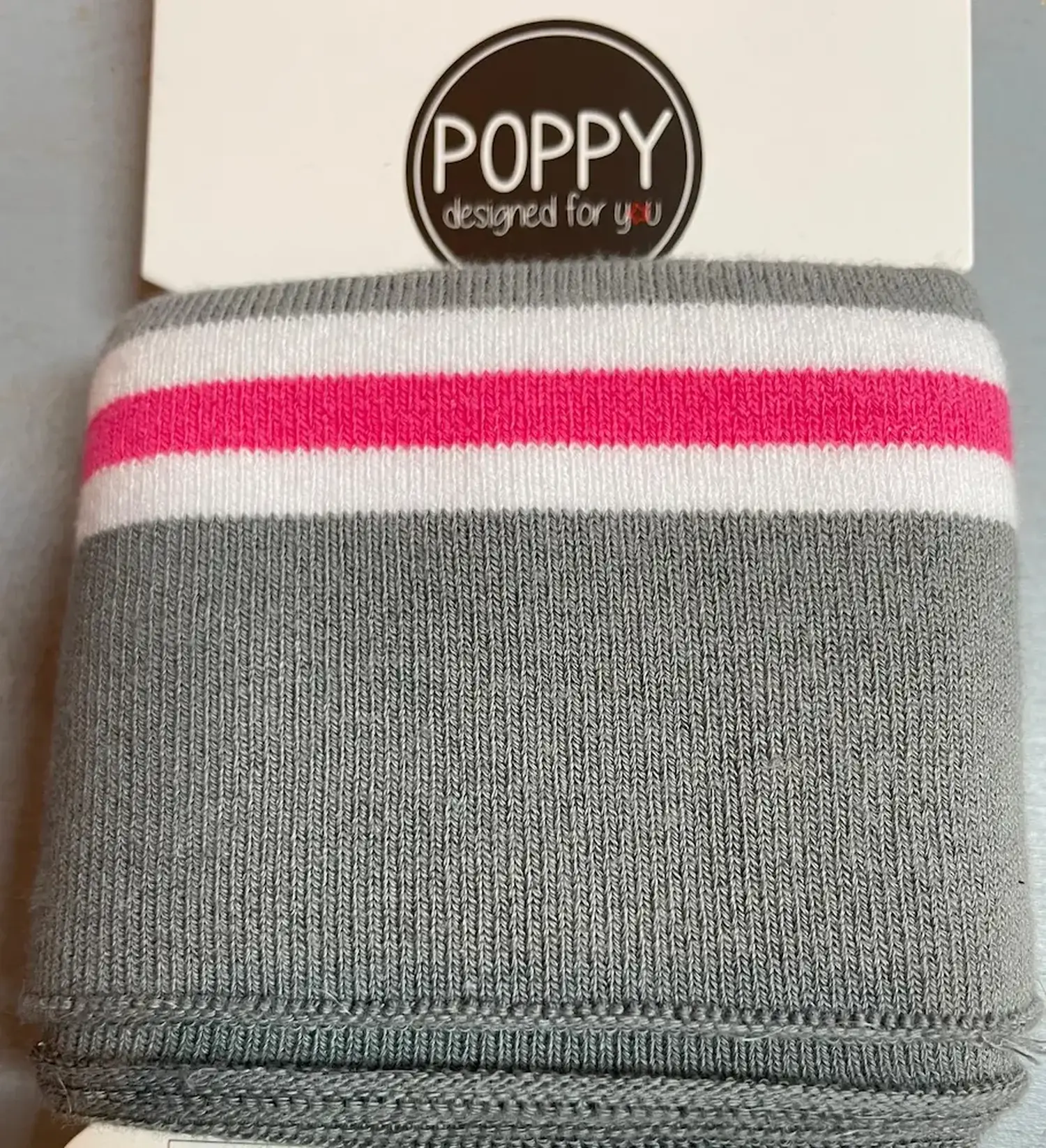 Bündchen fertig grau/weiss/pink gestreifft Bündchen fertig grau/weiss/pink gestreifft