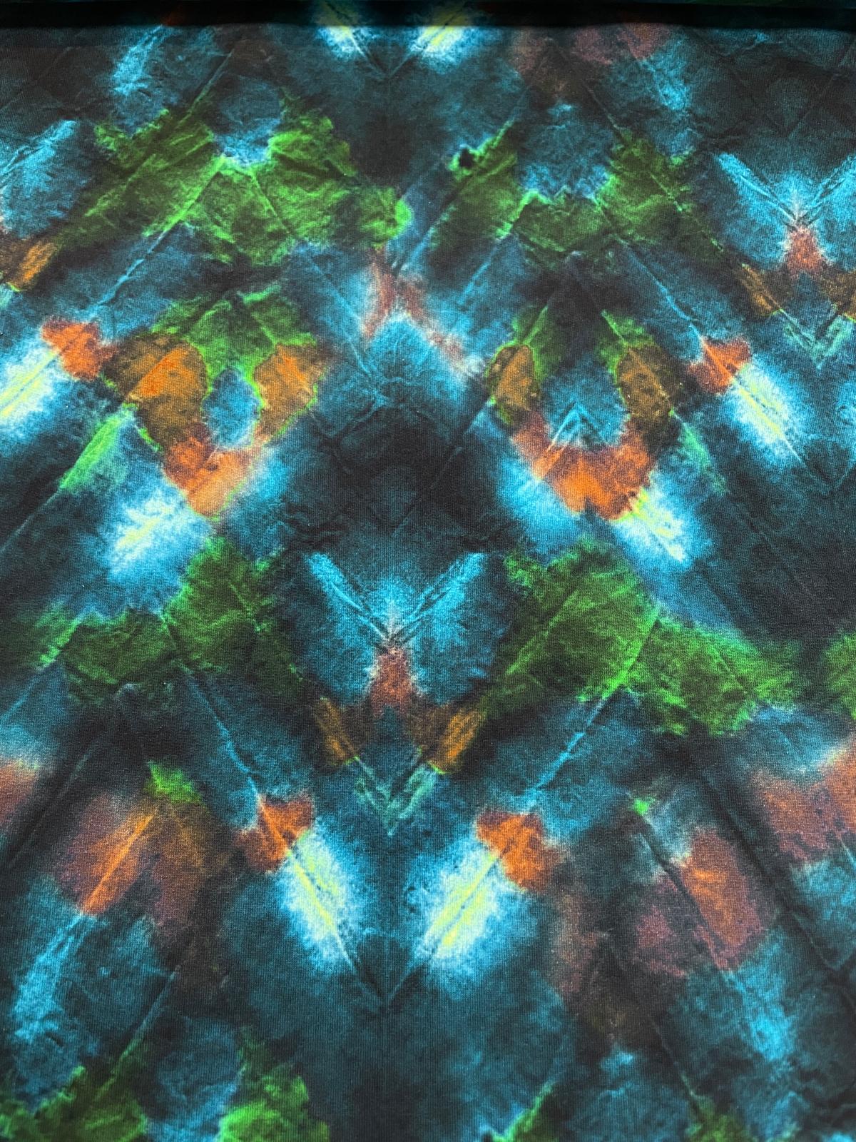 French Terry Digital petrol / blau / grün abstrakt