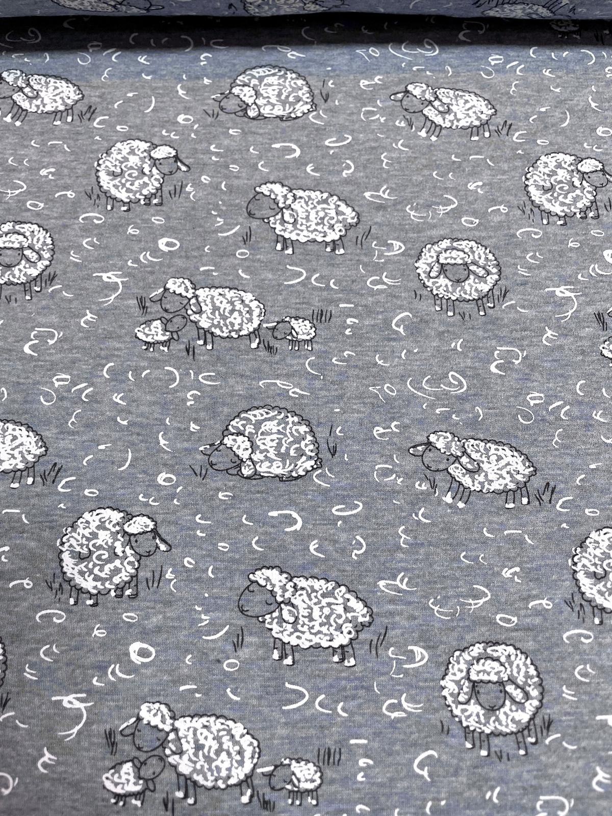 Alpenfleece blau/grau mit Schafen